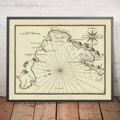 Old Gulf of Valinco, Corsica Nautical Chart by Heather, 1802: Campo Moro, Porticciola Tower