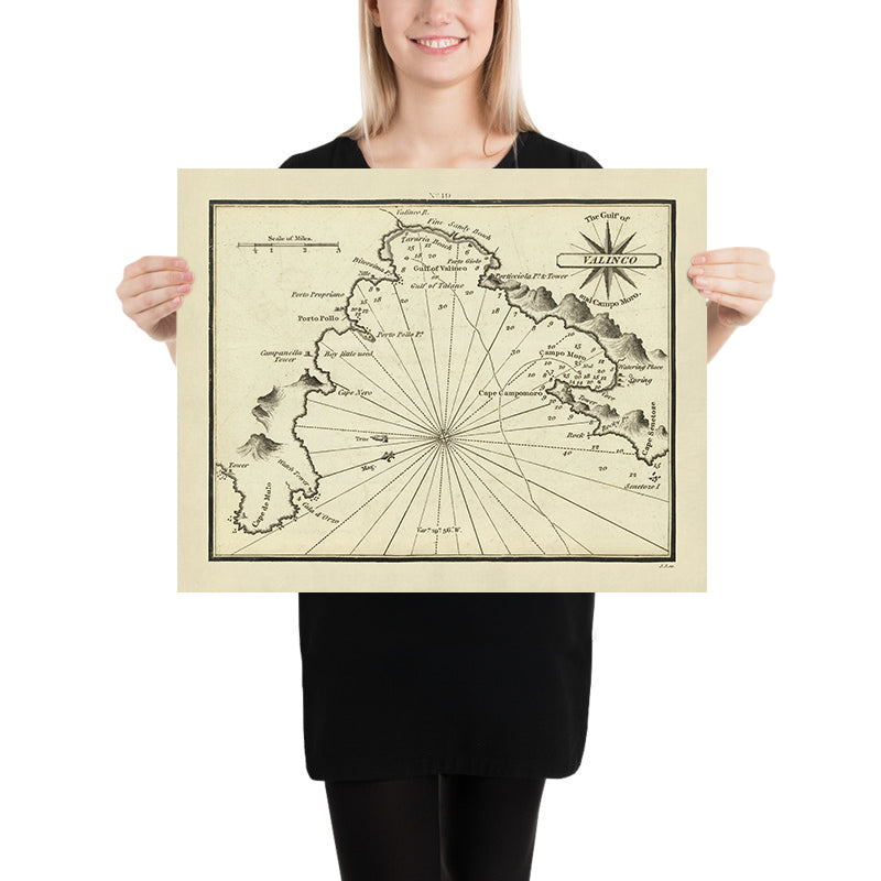 Old Gulf of Valinco, Corsica Nautical Chart by Heather, 1802: Campo Moro, Porticciola Tower