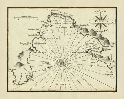 Old Gulf of Valinco, Corsica Nautical Chart by Heather, 1802: Campo Moro, Porticciola Tower