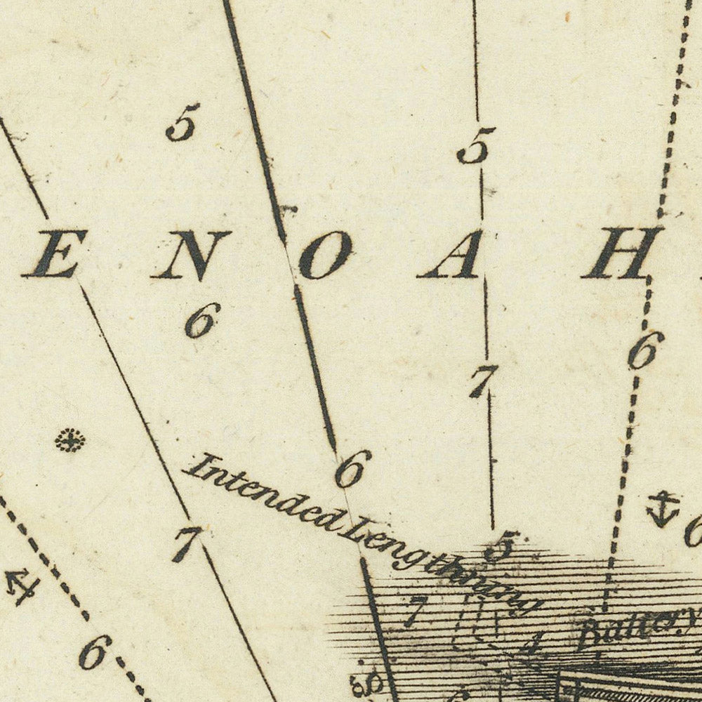 Old Harbour of Genoa, Italy Nautical Chart by Heather, 1802: Lanterna, Fortifications, Palazzo