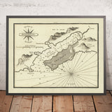 Porto Vecchio di Bonifacio, Corsica Carta Nautica di Heather, 1802: Città, Fondali, Fortezza, Baia di Ranella 
