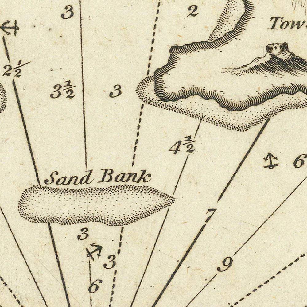 Old Porto Cesareo Nautical Chart by Heather, 1802: Southern Italy, Gulf of Tarento, Compass Rose
