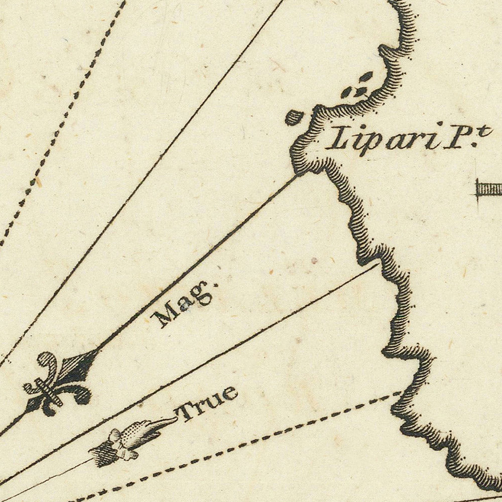 Alte Lipari, Sizilien Seekarte von Heather, 1802: Ankerplätze, Festungen 