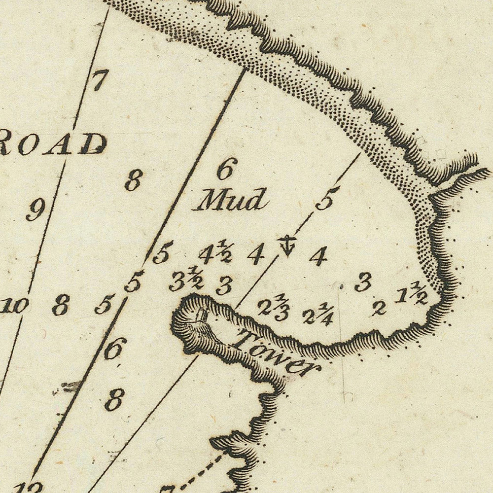 Ancienne carte nautique de Porto Conte par Heather, 1802 : Sardaigne, sondages, tours, côte 