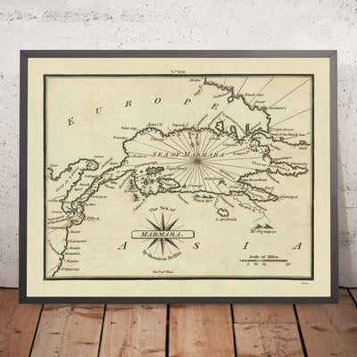 Antigua carta náutica del Mar de Mármara por Heather, 1802: Dardanelos, Bósforo, Estambul, Turquía 