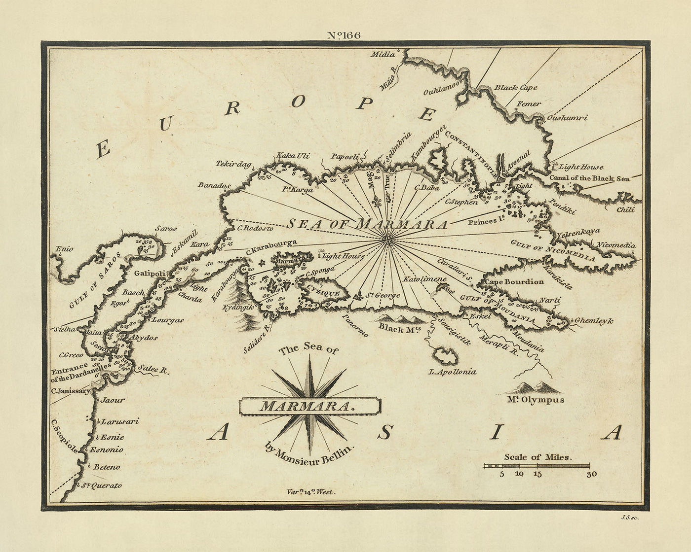 Antigua carta náutica del Mar de Mármara por Heather, 1802: Dardanelos, Bósforo, Estambul, Turquía 