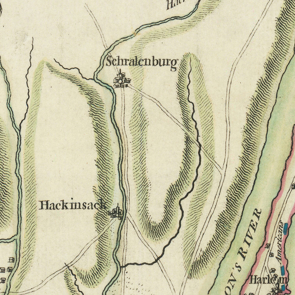 Mapa antiguo de la Batalla de Long Island, 1776: Revolución Americana, desembarco británico 