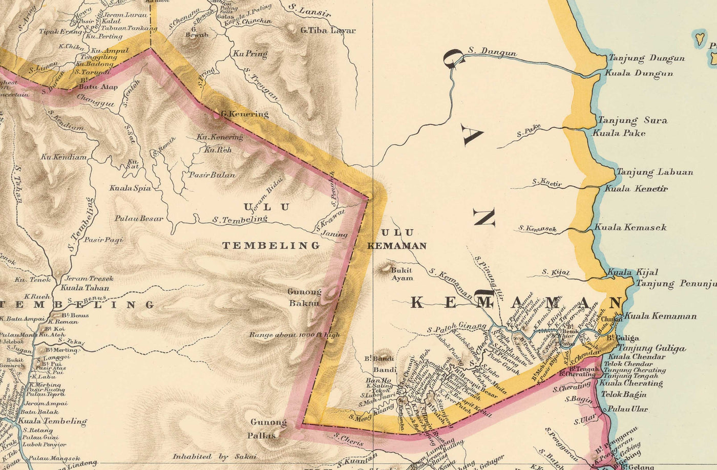 Old Map of the Malay Peninsula in 1898 by Cuylenburg & Stanford - Malaysia, Thailand, Singapore, Johor, Malacca