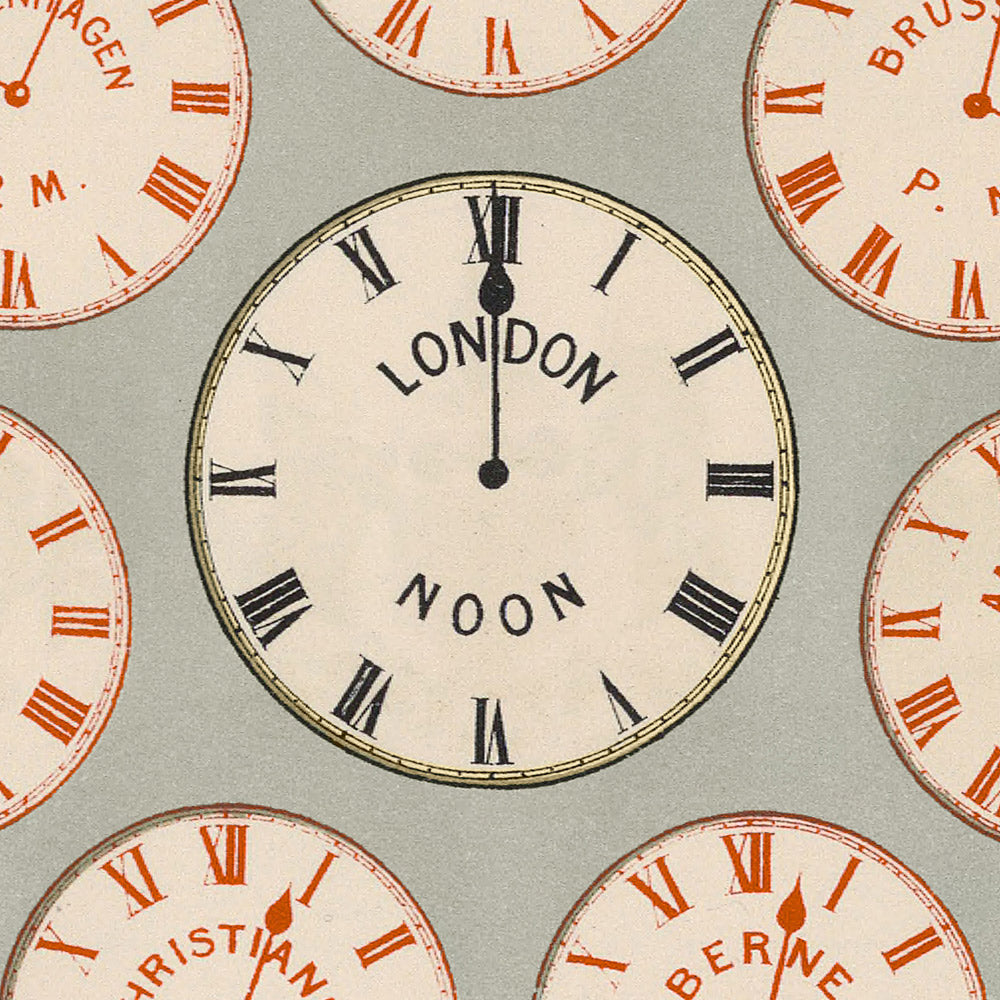 Relojes de Zonas Horarias Alrededor del Mundo por AK Johnston, 1906 