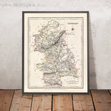 Alte Karte des County Tipperary von Samuel Lewis, 1844: Clonmel, Nenagh, Thurles, Cashel, Cahir 