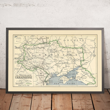 Seltene erste Karte der Ukraine-Republik, 1919: Pariser Friedenskonferenz, UPR, Krim, Kuban 