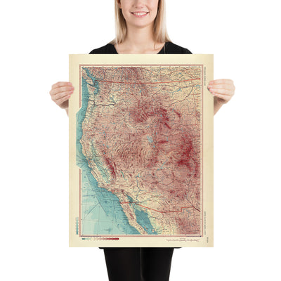 Alte Karte der westlichen Vereinigten Staaten, 1967: Los Angeles, San Francisco, Yosemite, Grand Canyon, Rocky Mountains 