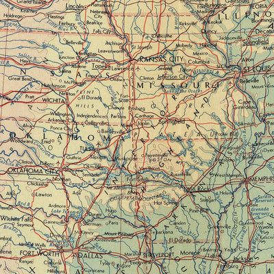 Old Map of United States of America, 1967: Canadian & Mexican Borders, Cuba, Newfoundland, Nova Scotia