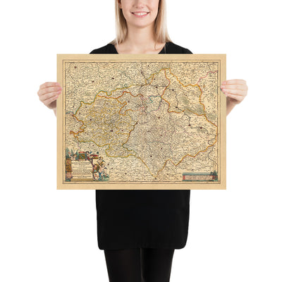 Old Map of Upper Saxony by Visscher, 1690: Leipzig, Dresden, Magdeburg, Halle (Saale), Erfurt