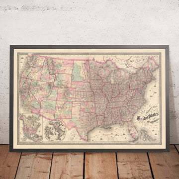 Vecchia mappa rara della contea degli Stati Uniti di GW Colton, 1874 