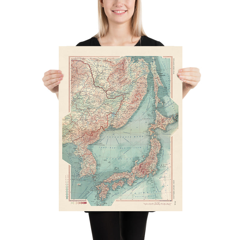 Old Map the Far East, 1967 - Korean Peninsula, Japan, USSR, Sakhalin, China