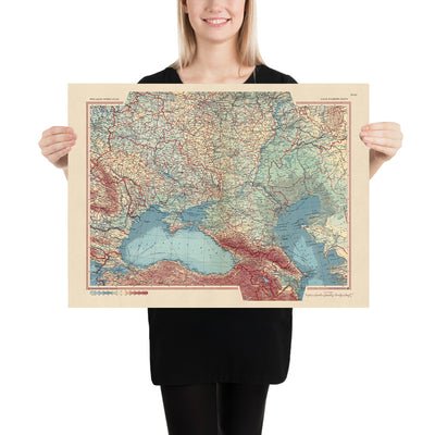 Old Map of Southern USSR and Eastern Europe, 1967: Detailed Political & Physical Map