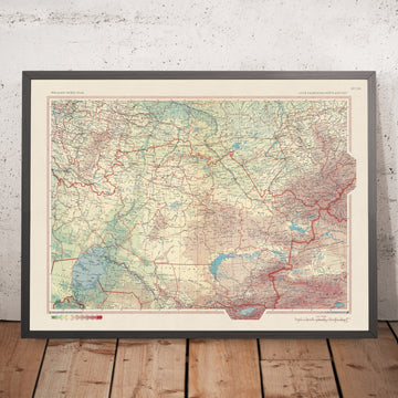 Mappa antica del Kazakistan, 1967: Almaty, Karaganda, Shymkent, Lago Balkhash, Mare di Aral 