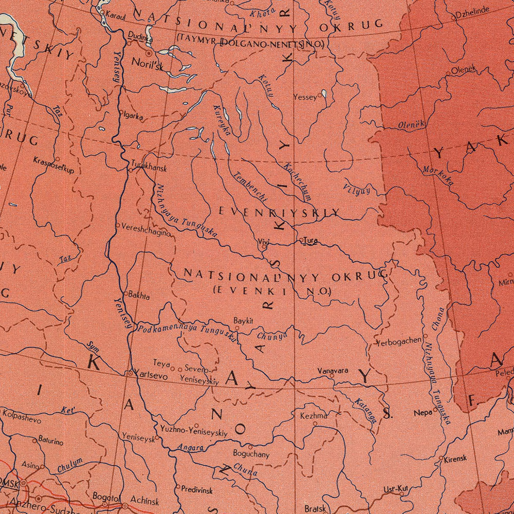 Mapa antiguo de la Unión Soviética, 1967: Kazajistán, Ucrania, Lituania, Océano Ártico, Geopolítica de la Guerra Fría 