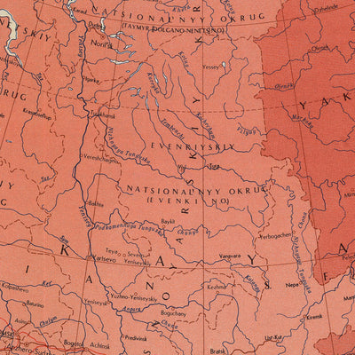 Mapa antiguo de la Unión Soviética, 1967: Kazajistán, Ucrania, Lituania, Océano Ártico, Geopolítica de la Guerra Fría 