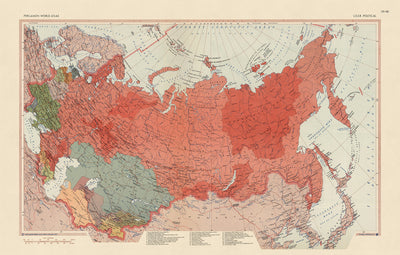 Mapa antiguo de la Unión Soviética, 1967: Kazajistán, Ucrania, Lituania, Océano Ártico, Geopolítica de la Guerra Fría 