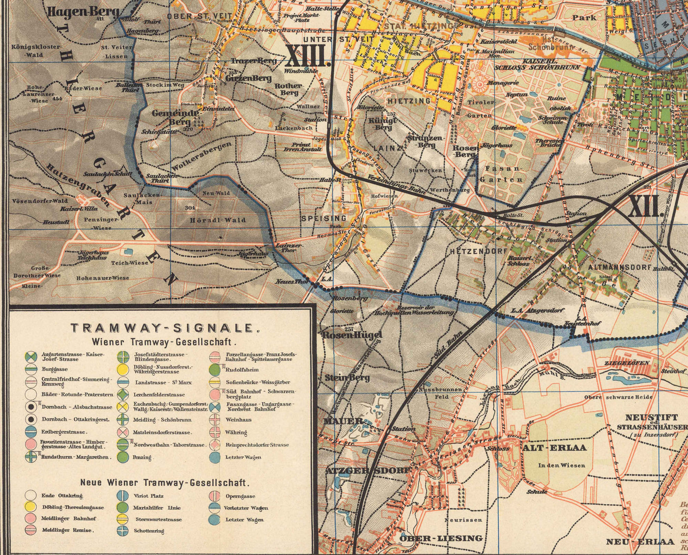 Old Map of Vienna by Gustav Freytag in 1895 - Innere Stadt, Leopoldstadt, Wieden, Margareten, Landstraße