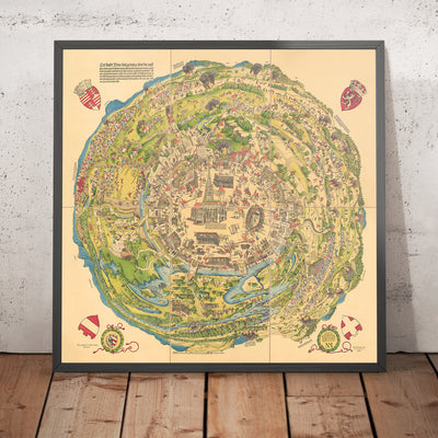 Old Pictorial Map of Turkish Siege of Vienna by Meldeman, 1530: St. Stephen's, Fires, Circular Panorama