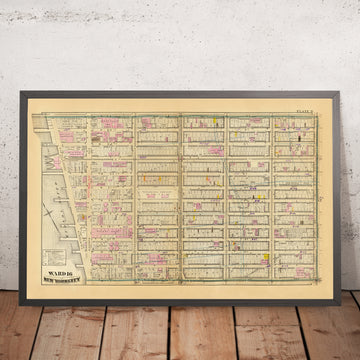 Mapa antiguo de Chelsea, Nueva York, 1879: 6th a 13th Ave, Seminario Teológico, Retort House, Grand Opera House