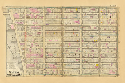 Old Map of Chelsea, New York City, 1879: 6th to 13th Ave, Theological Seminary, Retort House, Grand Opera House