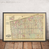 Mappa antica di East Village, New York City, 1879: Tompkins Square, Stuyvesant Park, Ferrovie a vapore. 