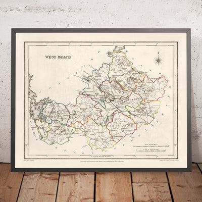 Old Map of County Meath by Samuel Lewis, 1844: Navan, Trim, Kells, Athboy, Hill of Tara