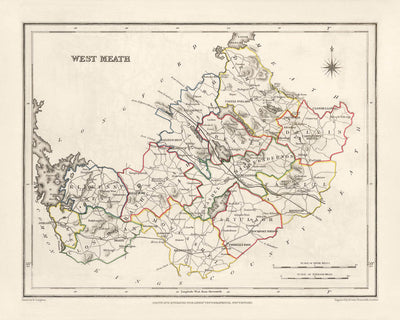 Old Map of County Meath by Samuel Lewis, 1844: Navan, Trim, Kells, Athboy, Hill of Tara
