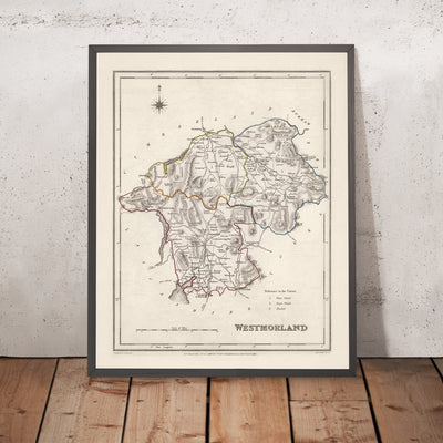 Old Map of Westmorland by Samuel Lewis, 1844: Appleby, Kendal, Kirkby Stephen, Brough, Lake District