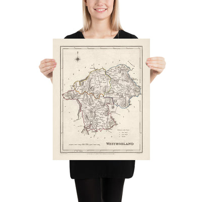 Old Map of Westmorland by Samuel Lewis, 1844: Appleby, Kendal, Kirkby Stephen, Brough, Lake District
