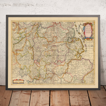 Alte Karte von Westfalen von Visscher, 1690: Hamburg, Bremen, Hannover, Köln, Dortmund 