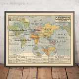 Mappa del mondo coloniale francese antico di Vidal Lablache, 1897: Grafico educativo 