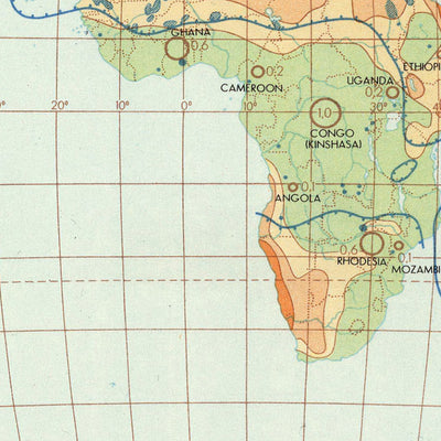 Old Infographic Map of World Water Economics, 1967: Water Utilization, Agriculture, Hydroelectric Power