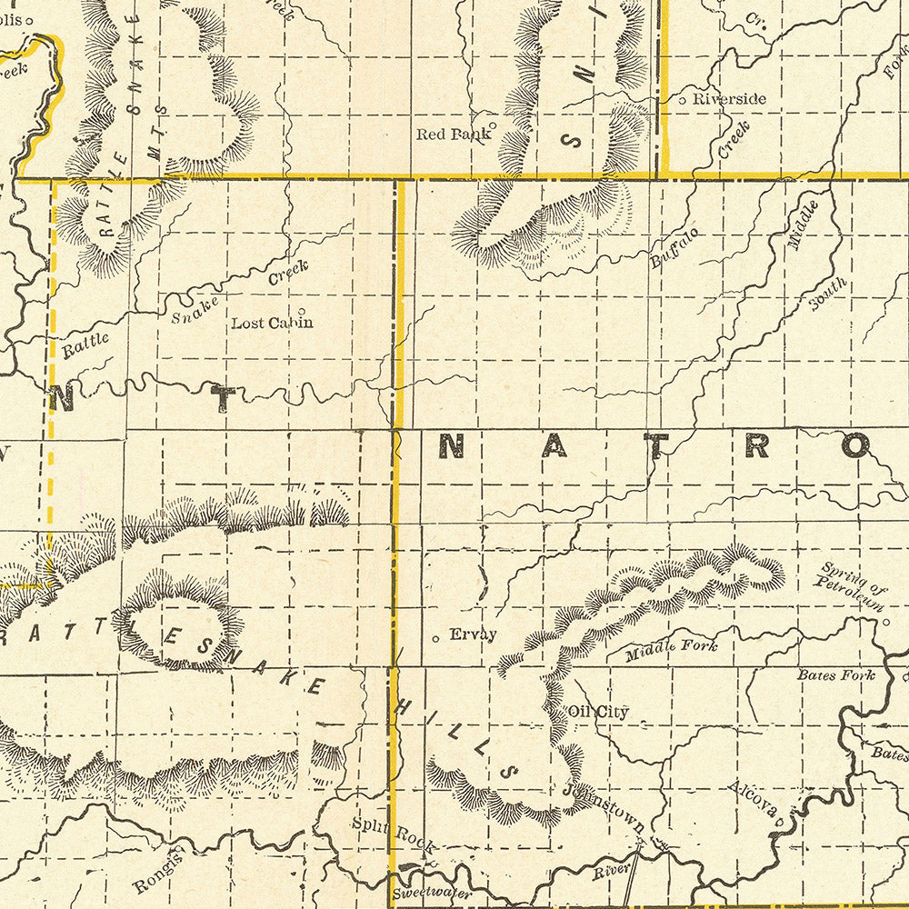 Alte Karte von Wyoming von Cram, 1891: Yellowstone, Grand Teton, Wind River Range 
