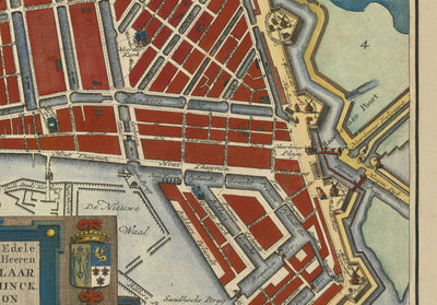 Old Map of Amsterdam in 1766 by Frederik Willem Greebe - The Amstel, The Oude Church, Nieuwevaart, Royal Palace, Lastage