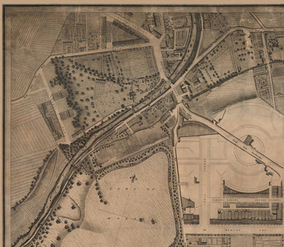 Alte Karte von New Town, Edinburgh im Jahr 1821 von James Kirkwood - Calton Hill, Queen Street, York Place, Prince Street, Great King Street 