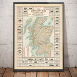 Alte Karte der schottischen Brennereien von 1902 von John Bartholomew - Whiskey, Spirituosen, Alkohol, Edinburgh, Glasgow 
