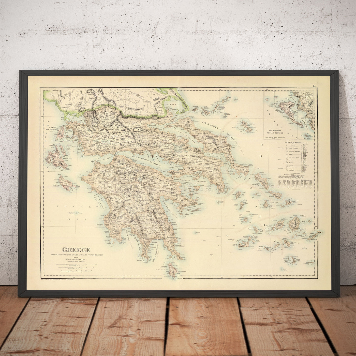 Ancienne carte de la Grèce en 1872 par Archibald Fullarton - Athènes, Le Pirée, Kalamata, Patras, Nauplie