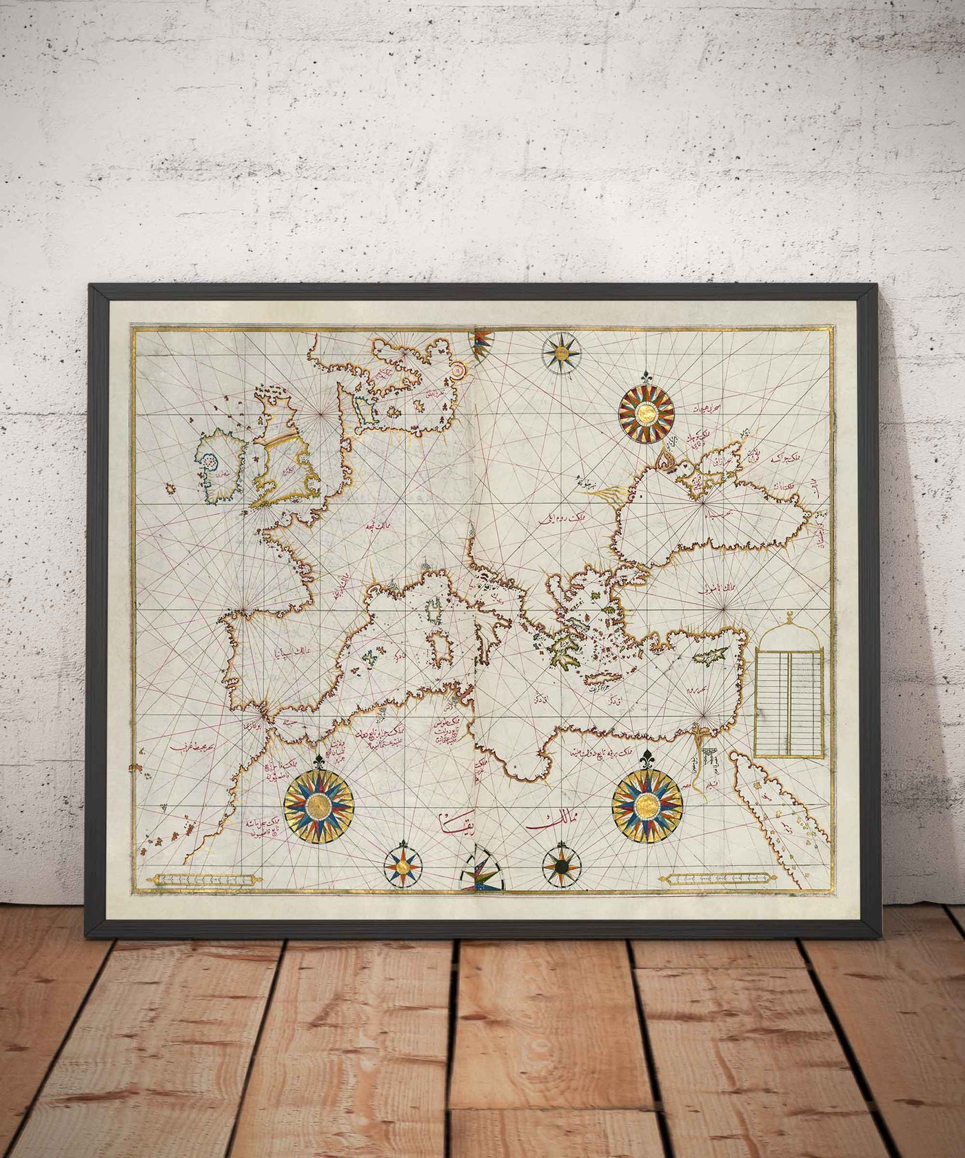 Antiguo mapa árabe de Europa en 1525 por Piri Reis - Francia, España, Reino Unido, Turquía, Alemania