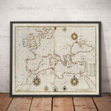 Old Arabic Map of Europe in 1525 by Piri Reis - France, Spain, United Kingdom, Turkey, Germany