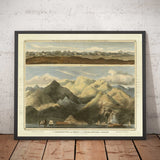 Mappa antica delle colline della Scozia nel 1832 di John Thomson - Le Highlands, Ben Nevis, Loch na Garr, Cairngorms, Ben Macdui, Ben Venue 