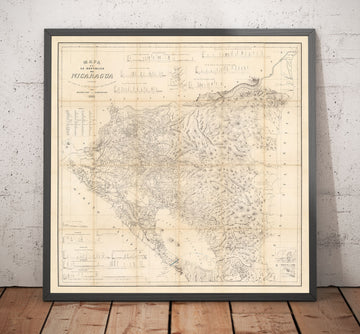 Old Map of Nicaragua in 1863 by Sonnestern - Managua, Leon, Chinandega, Esteli, Lake Nicaragua
