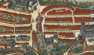 Antiguo mapa de Berna en 1645 por Merian Matthaus - 300 aniversario de la Confederación Helvética