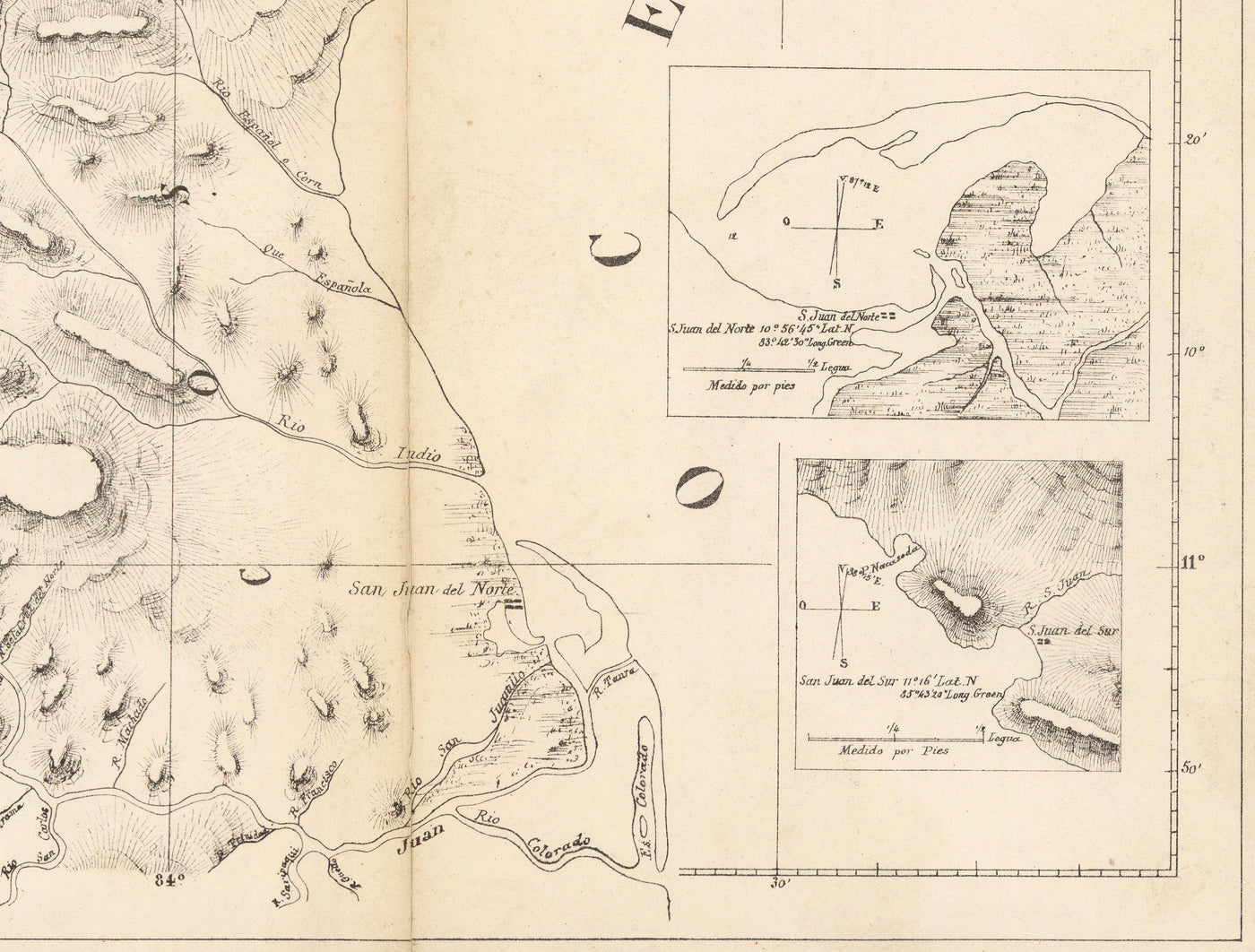 Old Map of Nicaragua in 1863 by Sonnestern - Managua, Leon, Chinandega, Esteli, Lake Nicaragua