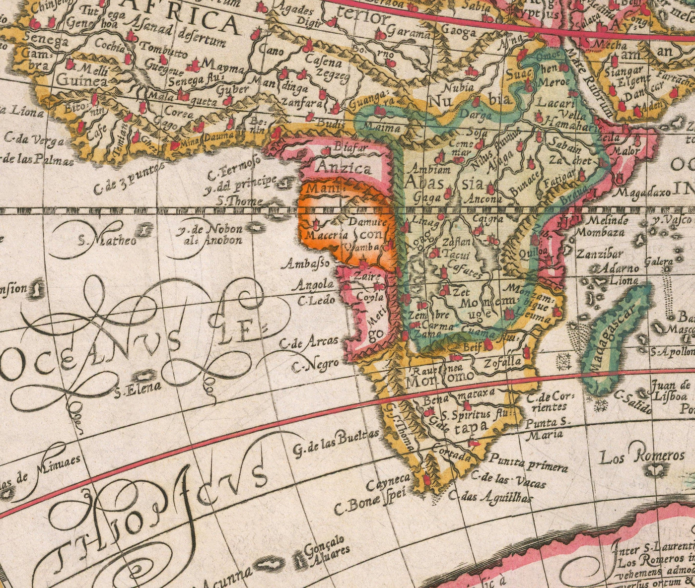 Mappa del Mondo Antico, 1596, Mappa Atlante di Johannes Baptista Vrients 