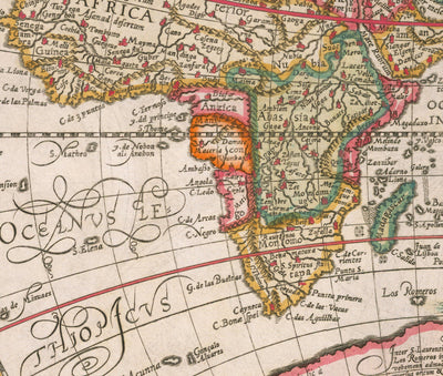 Mappa del Mondo Antico, 1596, Mappa Atlante di Johannes Baptista Vrients 